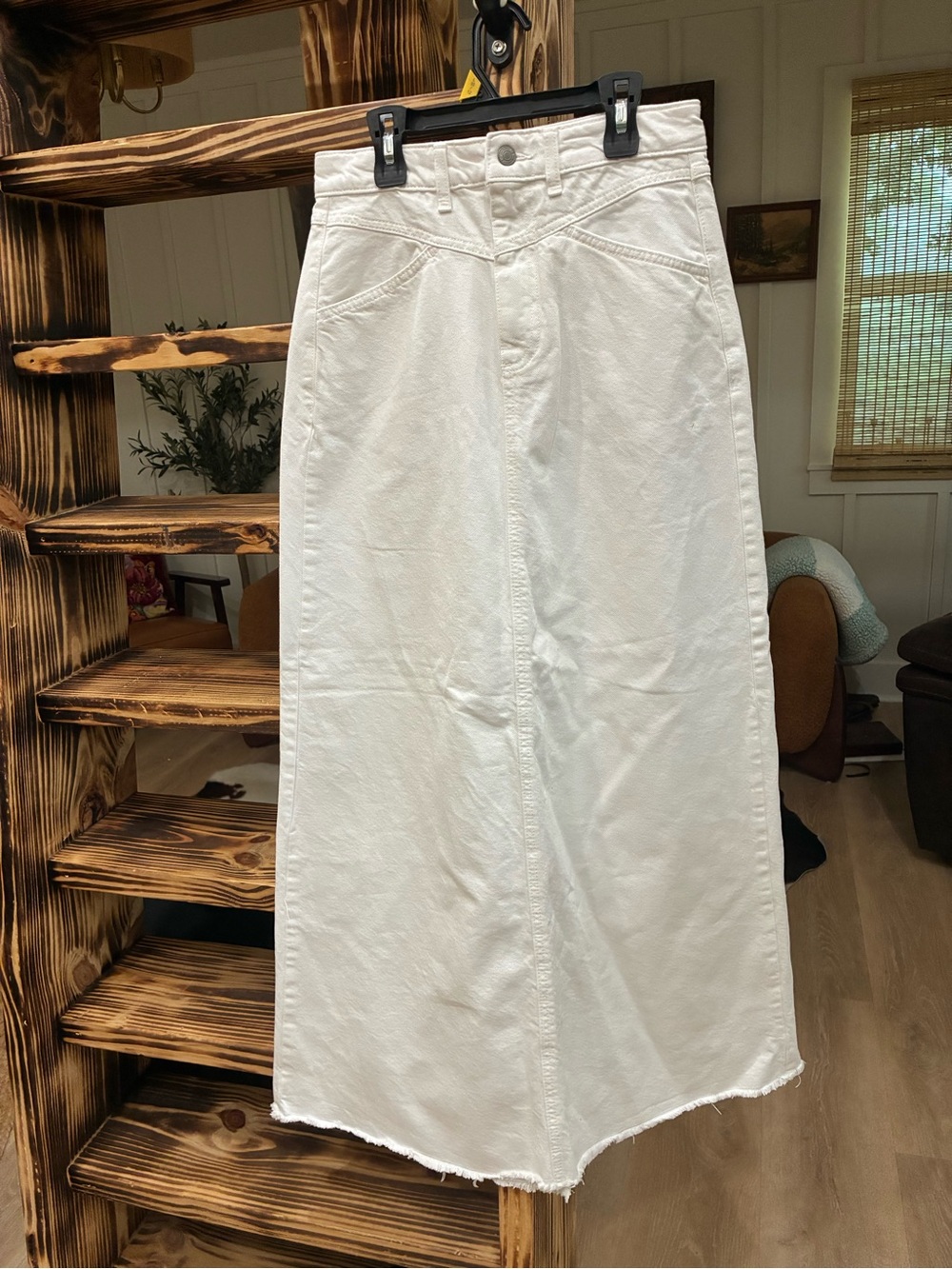 We The Free White Denim Skirt with Branded Waist Label